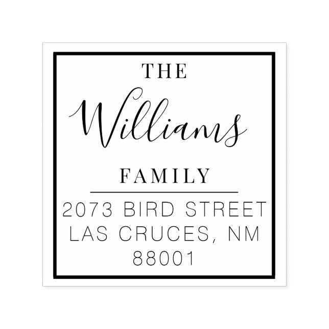 Sello Automático Square Apellido de Familia Personalizado Script  D (Diseño)