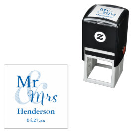 Sello Automático Sr. y Sra. Boda Personalizados con Nombre y Fecha
