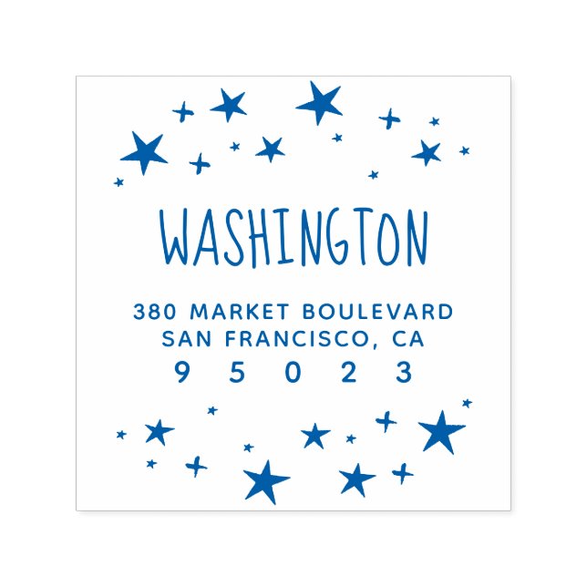 Sello Automático Stars Confetti Nombre escrito a mano y dirección d (Diseño)