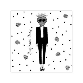 Sello Automático Strawberry in Suit-Ofice Chic Fashion Fruit Illust