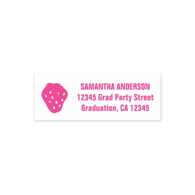Sello Automático Strawberry Pink Graduation Return Address  (Diseño)