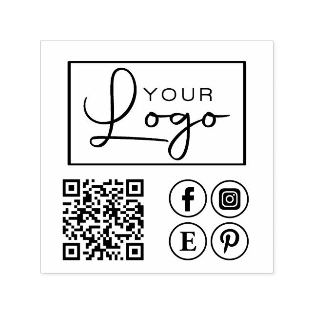 Sello Automático Su logotipo Código QR Personalizado Social Media B (Diseño)