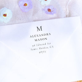 Sello Automático Su Monograma y nombre Dirección de devolución pers