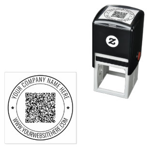 Sello Automático Su nombre de código QR Sitio Web Marca de redondeo