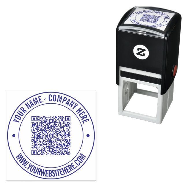 Sello Automático Su Texto Personalizado de Código QR Estampa Redond (In Situ)