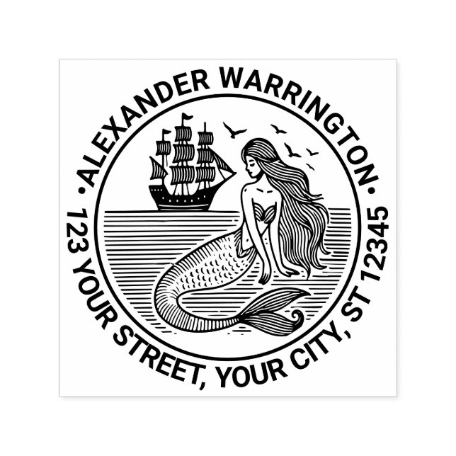 Sello Automático Sultry Mermaid Siren, dirección de devolución de n (Diseño)