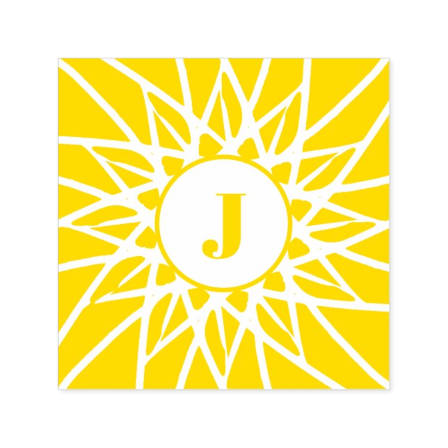 Sello Automático Sunflower Sunshine Flower Monograma inicial (Diseño)