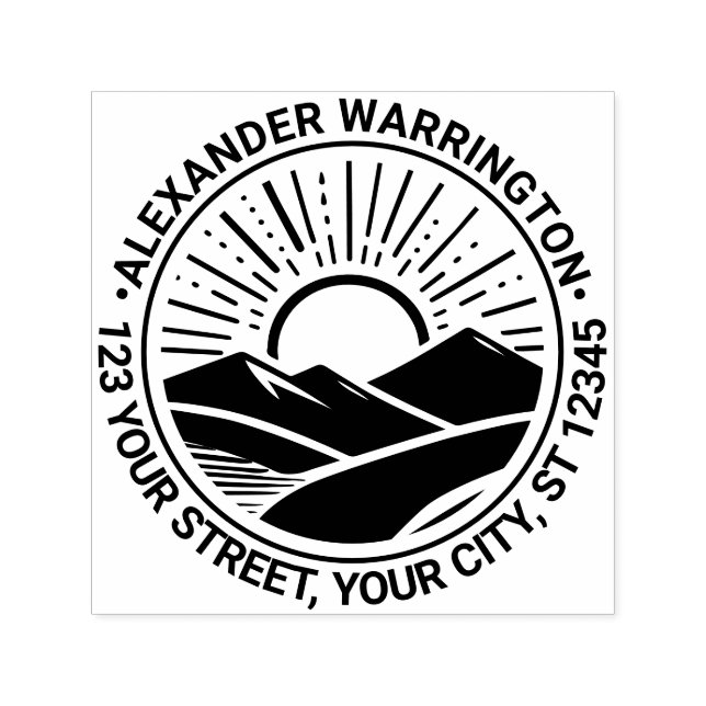 Sello Automático Sunrise Sunset Behind Mountains #2 Dirección Nombr (Diseño)