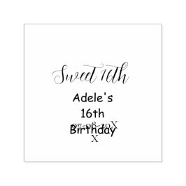 Sello Automático Sweet 16th birthday purple pastel mauve retro name