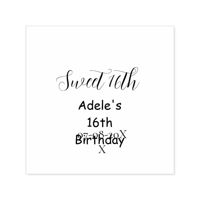 Sello Automático Sweet 16th birthday purple pastel mauve retro name (Diseño)