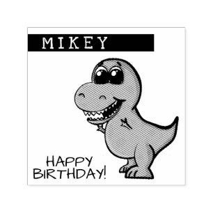 Sello Automático T Rex Dinosaur Birday Party