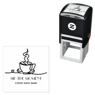 Sello Automático Taza de café de línea artística personalizada Tien