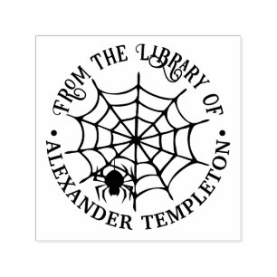 Sello Automático Tela de Araña & Silueta de Araña De la Biblioteca 