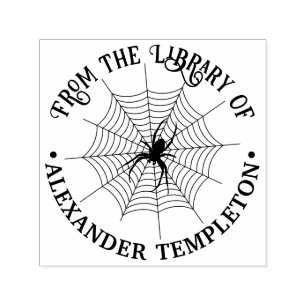 Sello Automático Tela de Araña y Araña #2 Silueta Desde la Bibliote