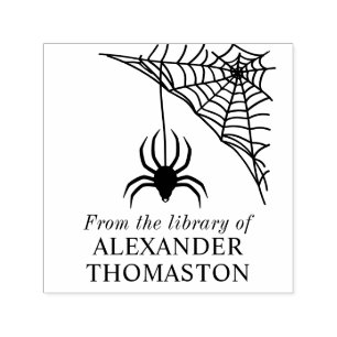 Sello Automático Telaraña con nombre de libro de biblioteca colgant