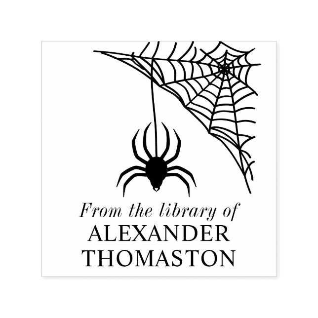 Sello Automático Telaraña con nombre de libro de biblioteca colgant (Diseño)