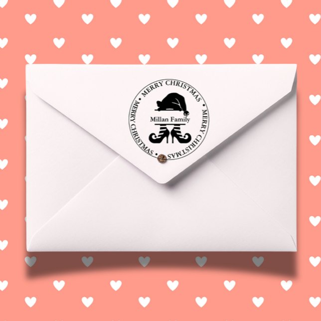 Sello Automático Tema Chica de Navidades elf (Add festive cheer to your gifts and cards with our Elf Christmas Girl self-inking stamp.  )