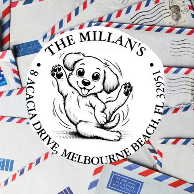 Sello Automático tema de amante de cachorros sonrientes (Celebrate your love for puppies with our smiling puppy lover self-inking stamp )