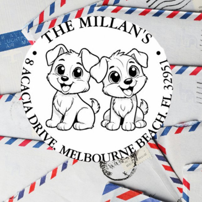 Sello Automático Tema de amante de perros gemelos (Celebrate your love for twin dogs with our compassionate self-inking stamp)