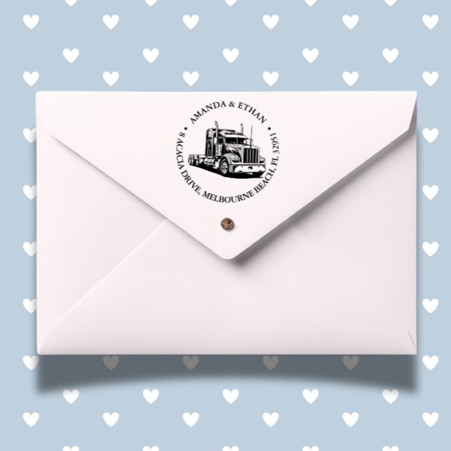 Sello Automático tema de kenworth Semi Truck (Personalize your documents with a semi truck theme self-inking stamp.)