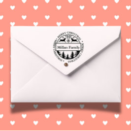 Sello Automático Tema de la familia Feliz Navidad Deer