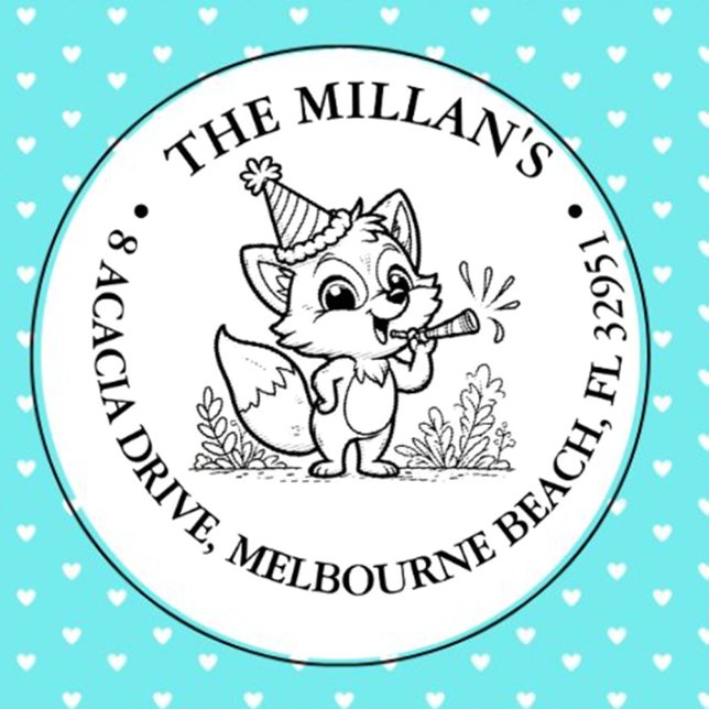 Sello Automático tema de la fiesta de cumpleaños (Make every birthday special with a fox theme self-inking stamp)