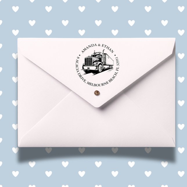 Sello Automático Tema de Semi Truck (Personalize your paperwork with our Semi Truck Theme Self-inking Stamp. )