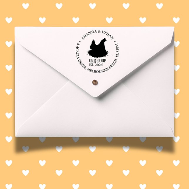 Sello Automático Tema del agricultor de gallinas (Personalize your farm stationery with this Chicken Coop Farmer Theme Self-inking Stamp)