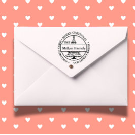 Sello Automático Tema del árbol de navidad de la familia merry