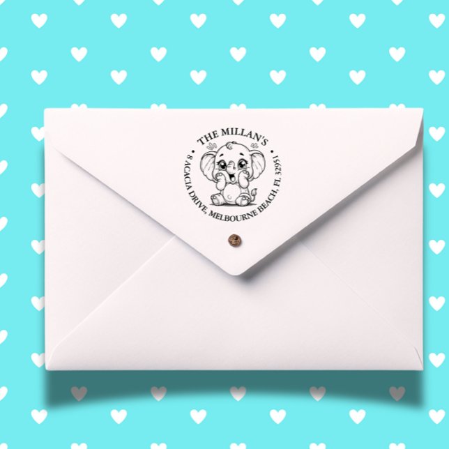 Sello Automático Tema del elefante de Baby Shower (Celebrate your baby shower with our adorable Elephant theme self-inking stamp)