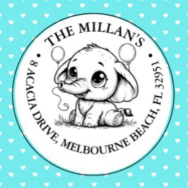 Sello Automático Tema del Elefante de la fiesta de cumpleaños