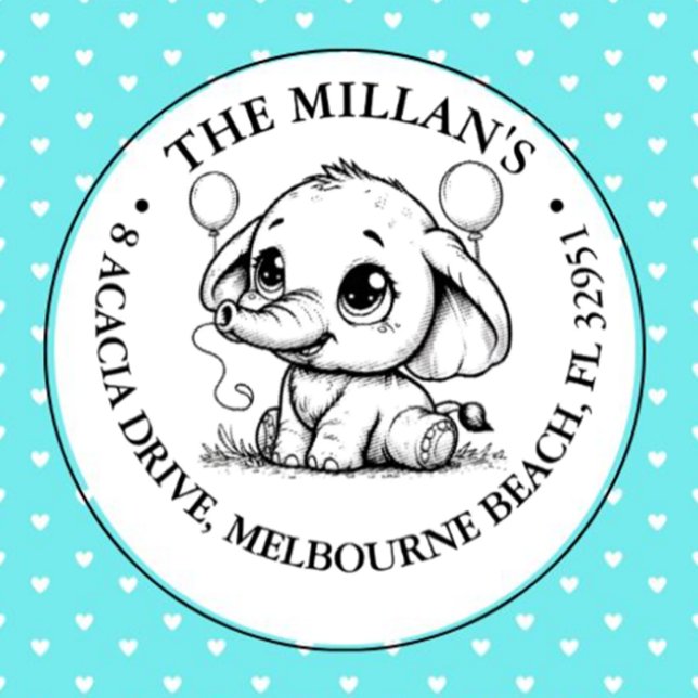 Sello Automático Tema del Elefante de la fiesta de cumpleaños (Make every moment special with our adorable baby elephant self-inking stamp)