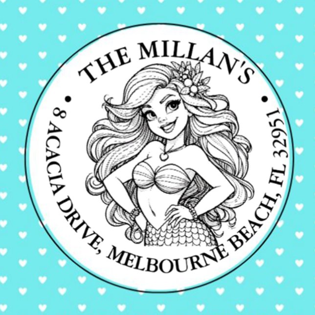 Sello Automático Tema del Fiesta de la Sirena Cuta (perfect for adding fun and charm to notes, crafts, or gifts!)