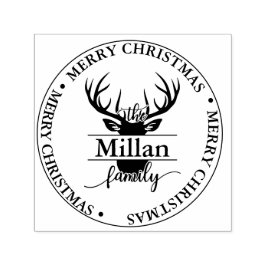 Sello Automático Tema del monograma dividido por Navidades familiar