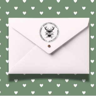 Sello Automático Tema del monograma dividido por Navidades familiar