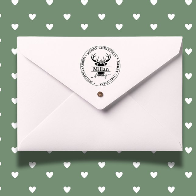 Sello Automático Tema del monograma dividido por Navidades familiar ( Make every card and gift extra special this festive season!)