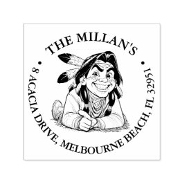 Sello Automático Tema del niño nativo americano