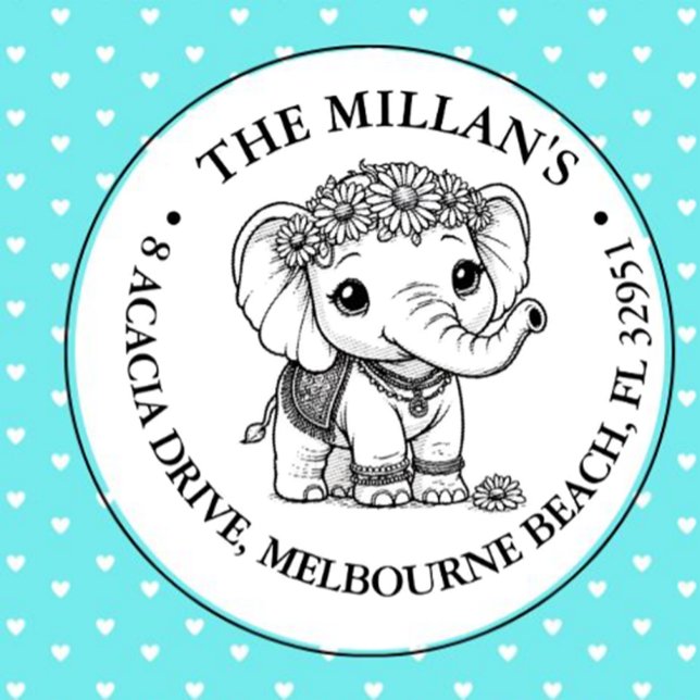 Sello Automático Tema del niño pequeño elefante (Personalize gifts or crafts easily—order your cute stamp today!)