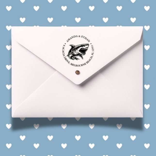 Sello Automático Tema del tiburón blanco (Make every mark fun with our Shark Theme Self-inking Stamp)