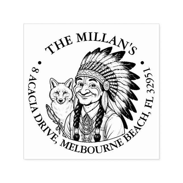 Sello Automático Tema del zorro nativo americano (Diseño)