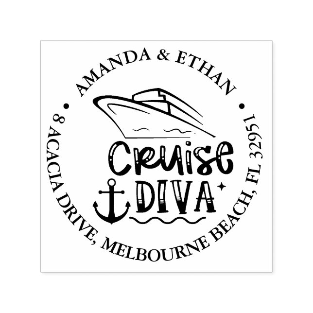 Sello Automático Tema Feliz Diva de Cruceros (Diseño)
