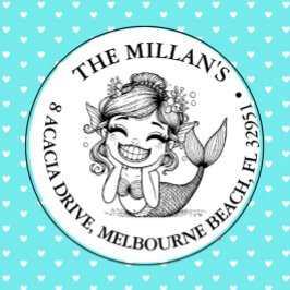 Sello Automático Tema Fiesta de la Piscina de Sirenas Modernas