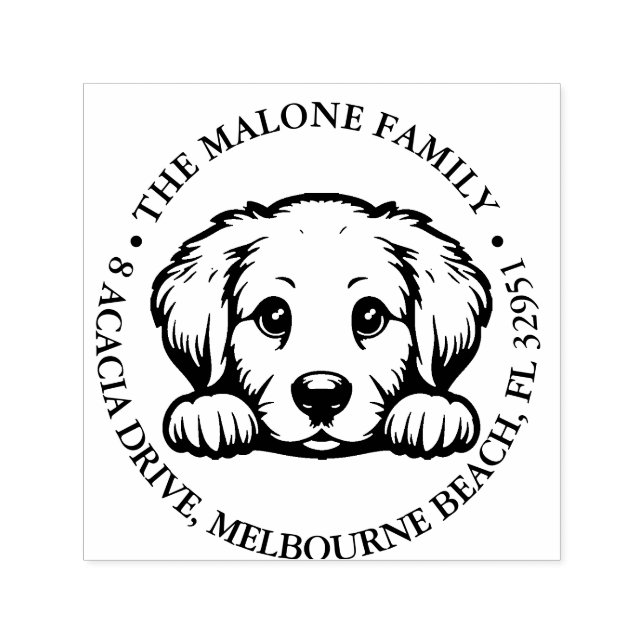 Sello Automático Tema personalizado de Peeking Golden Retriever (Diseño)