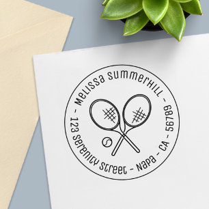 Sello Automático Tenis Raqueta Raquetas y Bola Dirección