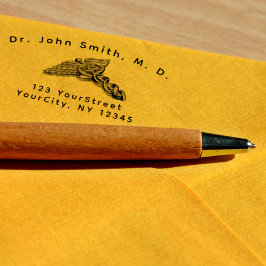 Sello Automático Texto curvado del símbolo del Caduceus médico prof