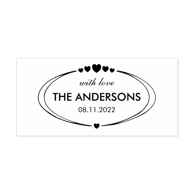 Sello Automático Texto de personalizable familiar, con amor y fecha (Diseño)