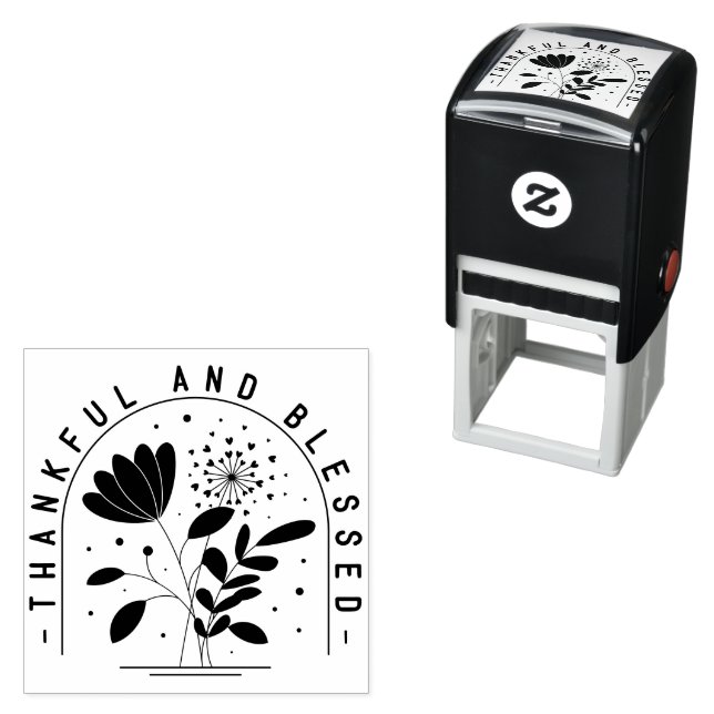 Sello Automático Thankful And Blessed Typography  (In Situ)