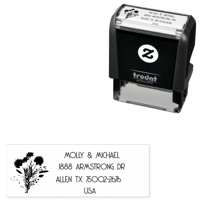 Sello Automático Thistle Scottish Floral Wedding Return Address (In Situ)