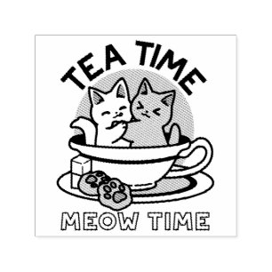 Sello Automático Tiempo de embutido de té - Diseño de gato y té lin