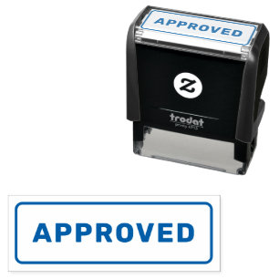 Sello Automático Tinta azul simple y elegante personalizada APROBAD
